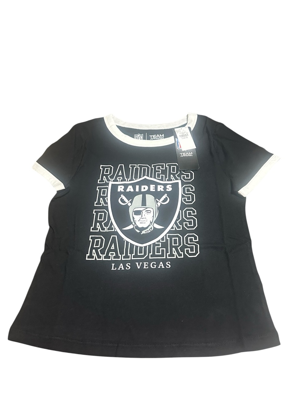 Old Navy Black and White Las Vegas Raiders Graphic Ringer Tee